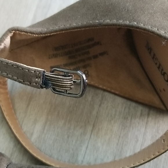 Merona Ankle Brace Khaki Suede Open Toe Heels Sandals Size 8.5 - Picture 5 of 12